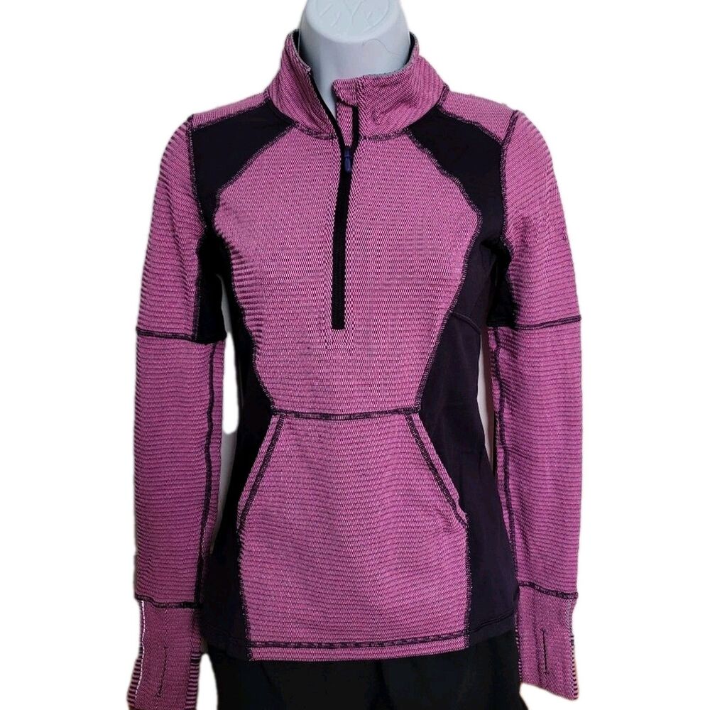 Ivivva by lululemon size 14 Big Girls Striped Purple Half Zip Pullover top
